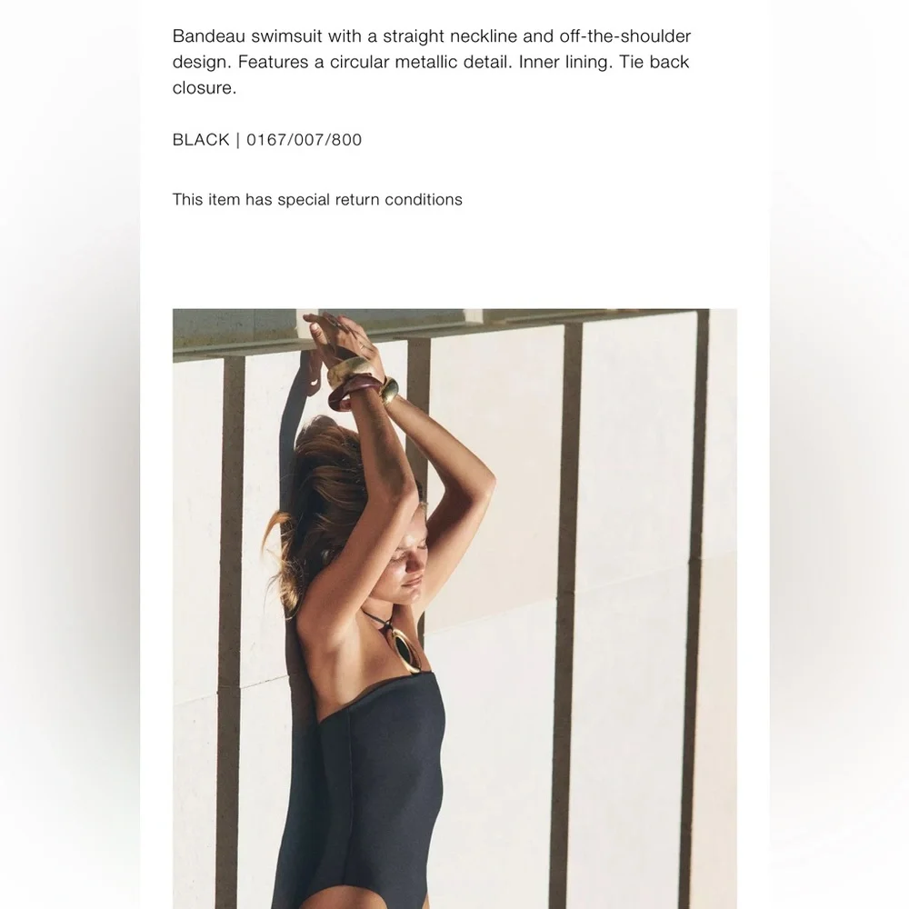 Zara NWT circular detail Bandeau swimsuit 0167/007